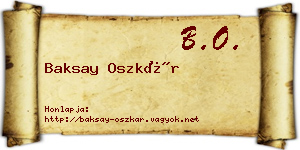 Baksay Oszkár névjegykártya